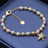 Wedding Real Starfish Freshwater Pearl Bracelet Women Party Gift