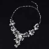 Rhinestone Pearl Wedding Jewelry Set with Dangle Earrings