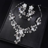 Rhinestone Pearl Wedding Jewelry Set with Dangle Earrings