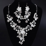 Rhinestone Pearl Wedding Jewelry Set with Dangle Earrings