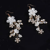Rhinestone Pearl Wedding Jewelry Set with Dangle Earrings