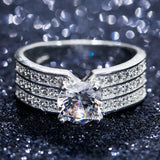 Cubic Zircon Prong Set Engagement Ring Micro Paved Bridal Women Ring
