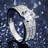 Cubic Zircon Prong Set Engagement Ring Micro Paved Bridal Women Ring