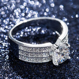 Cubic Zircon Prong Set Engagement Ring Micro Paved Bridal Women Ring