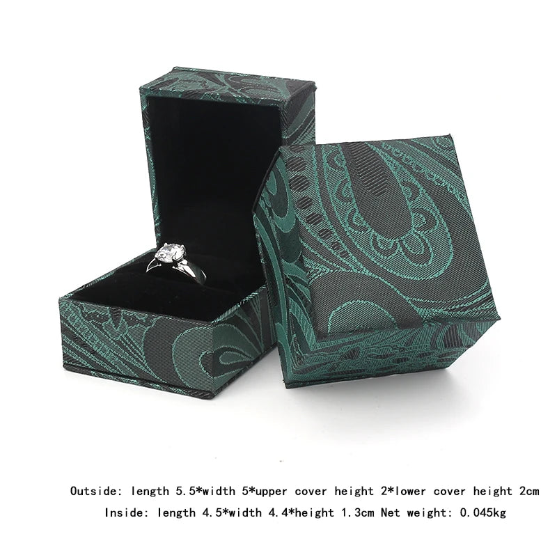 Red Plastic Silk Brocade Wedding Ring Box Jewelry Packaging