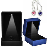 LED Light Wedding Ring Box Jewelry Pendant Holder Organizer Case