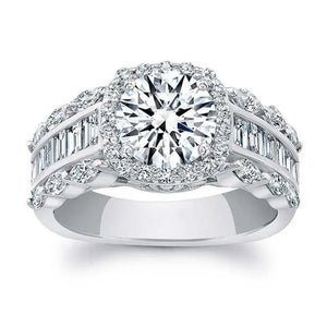 Prong Set Silver Plated Engagement Ring with Clear Cubic Zircon