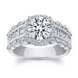 Prong Set Silver Plated Engagement Ring with Clear Cubic Zircon