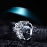 Prong Set Silver Plated Engagement Ring with Clear Cubic Zircon