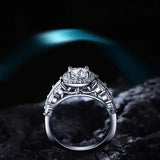 Prong Set Silver Plated Engagement Ring with Clear Cubic Zircon