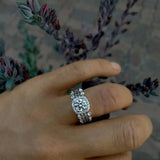 Prong Set Silver Plated Engagement Ring with Clear Cubic Zircon