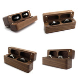 Modern Walnut Wood Wedding Ring Holder Box for Double Ring Ceremony