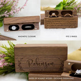 Modern Walnut Wood Wedding Ring Holder Box for Double Ring Ceremony
