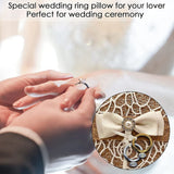 Vintage Rustic Wedding Ring Pillow Lace Bow Flower Bridal Ring Holder 5.9 Inch