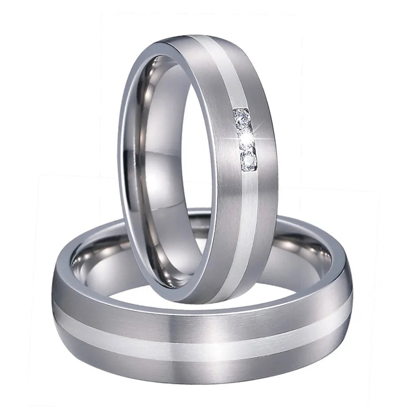 Titanium Wedding Rings Set for Couple His and Her Alliance