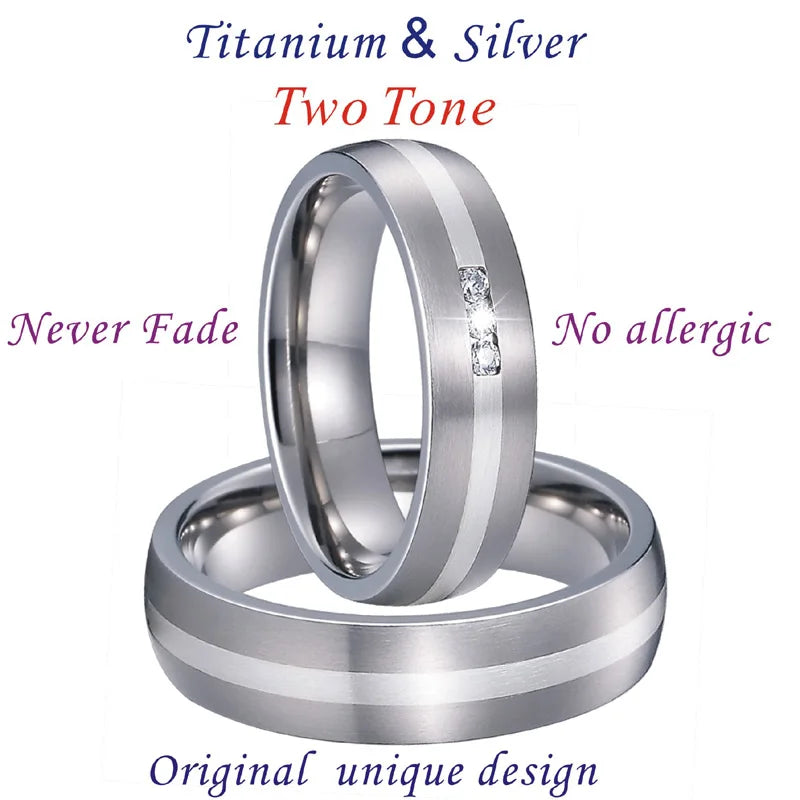 Titanium Wedding Rings Set for Couple His and Her Alliance