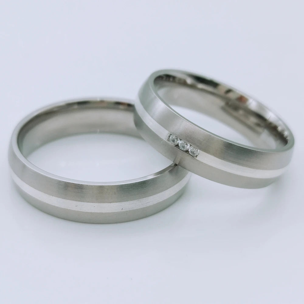 Titanium Wedding Rings Set for Couple His and Her Alliance