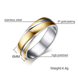 Men's Stainless Steel Wedding Rings 6mm Black/Rose Gold/Gold
