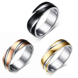 Men's Stainless Steel Wedding Rings 6mm Black/Rose Gold/Gold