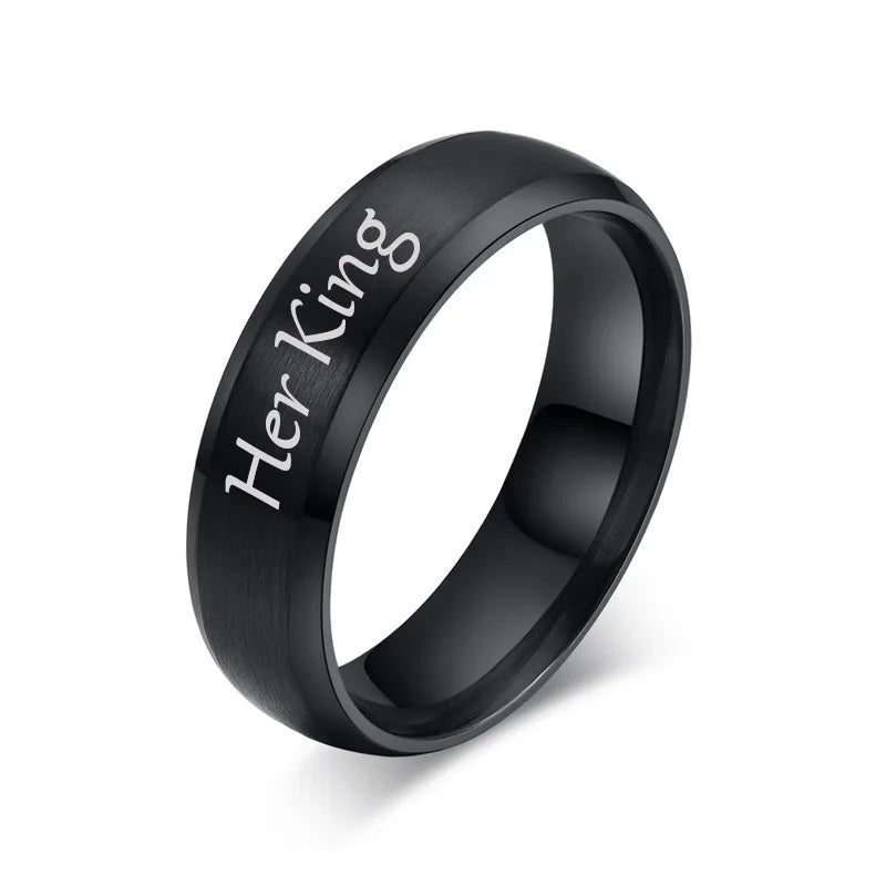 Stainless Steel Wedding Rings His Queen Her King
