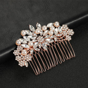 Wedding Rose Crystal Peals Hair Combs Bridal Clips Accessories