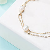 925 Silver Double Pearl Bracelet for Women, Birthday Gift