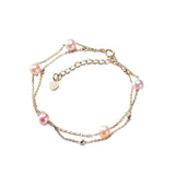925 Silver Double Pearl Bracelet for Women, Birthday Gift