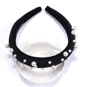 Pearl Headband Velvet Hairwear Party Accessories Winter Jewelry