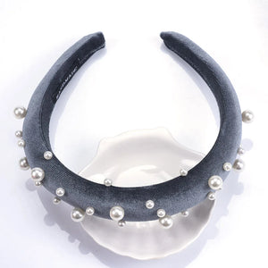 Pearl Headband Velvet Hairwear Party Accessories Winter Jewelry