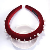 Pearl Headband Velvet Hairwear Party Accessories Winter Jewelry