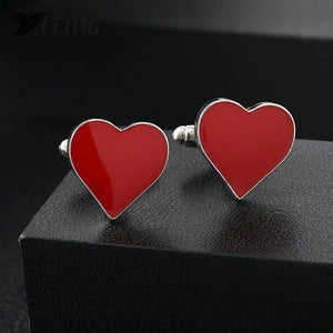 Heart Shaped Cufflinks Men Suit Wedding Jewelry