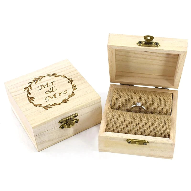 Rustic Wedding Ring Box Mr Mrs Letter Holder