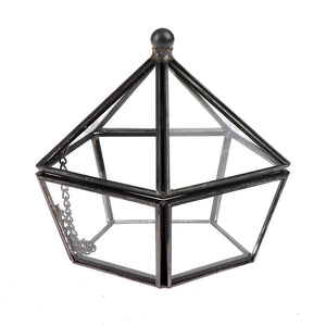 Glass Terrarium Wedding Ring Box with Greenery