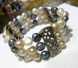 3 Row Baroque Bracelet Mixed Pearl Freshwater Jewelry
