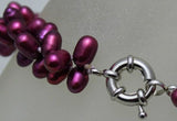 Wedding Woman Pearl Bracelet 10mm Deep Purple Baroque Freshwater Pearl