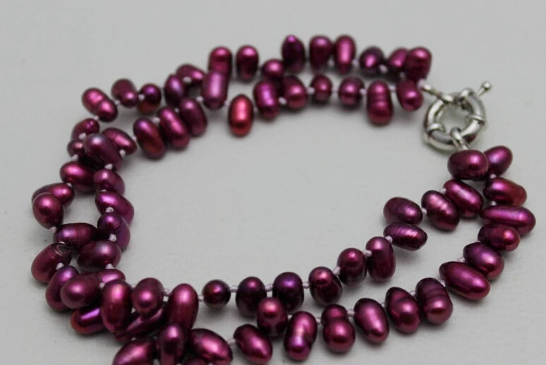 Wedding Woman Pearl Bracelet 10mm Deep Purple Baroque Freshwater Pearl