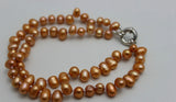 Orange Baroque Pearl 2 Strand Bracelet 10mm Natural Freshwater Pearl