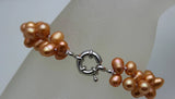 Orange Baroque Pearl 2 Strand Bracelet 10mm Natural Freshwater Pearl