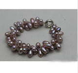 Bright Purple Baroque Pearl 2 Strand Bracelet 10mm Natural Freshwater
