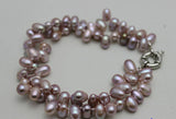 Bright Purple Baroque Pearl 2 Strand Bracelet 10mm Natural Freshwater