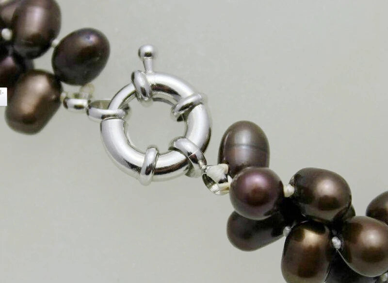 Brown Baroque Pearl Bracelet 2 Strand 10mm