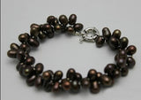 Brown Baroque Pearl Bracelet 2 Strand 10mm