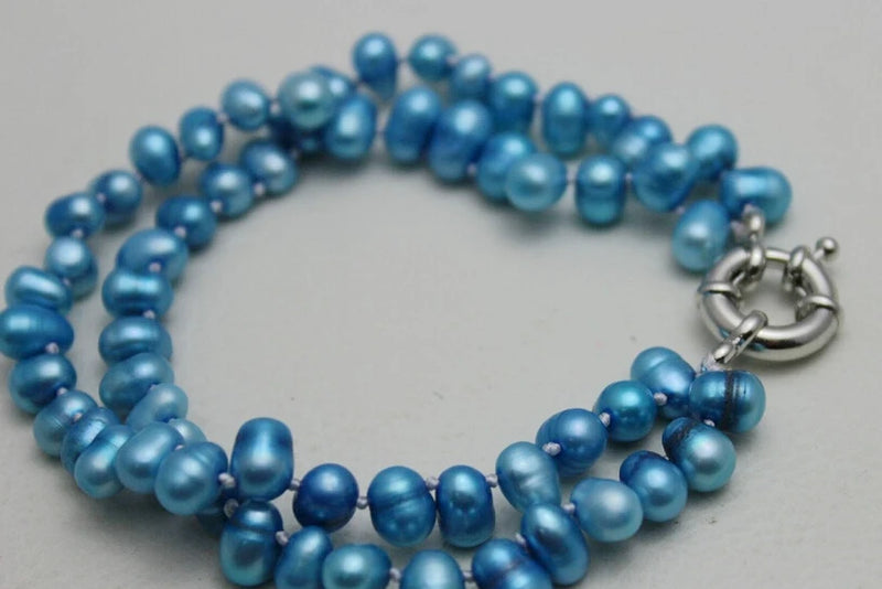 Wedding Pearl Bracelet 2 Strand 10mm Light Natural Freshwater Pearl