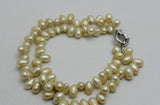 Natural Freshwater Pearl 2 Strand Bracelet Light Yellow Baroque 10mm