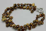 Brown Flake Baroque Freshwater Pearl Bracelet 2 Strand