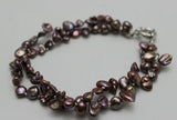 2 Strand Dark Purple Baroque Freshwater Pearl Bracelet