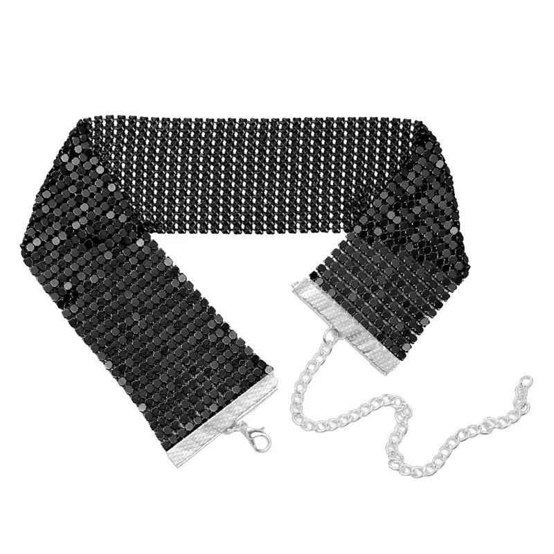 Glittery Mesh Chain Chocker Necklace