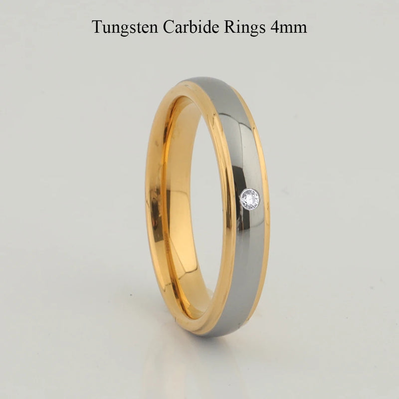 Tungsten Carbide Wedding Bands Classic Golden Rings for Men & Women