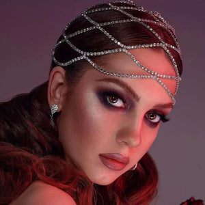 Rhinestone Crystal Head Chain Hollow Wedding Headband for Women