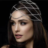 Rhinestone Crystal Head Chain Hollow Wedding Headband for Women